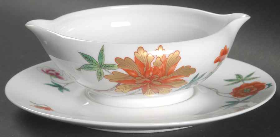 Hanoi (White Background) Gravy Boat with Attached Underplate by Ceralene-1