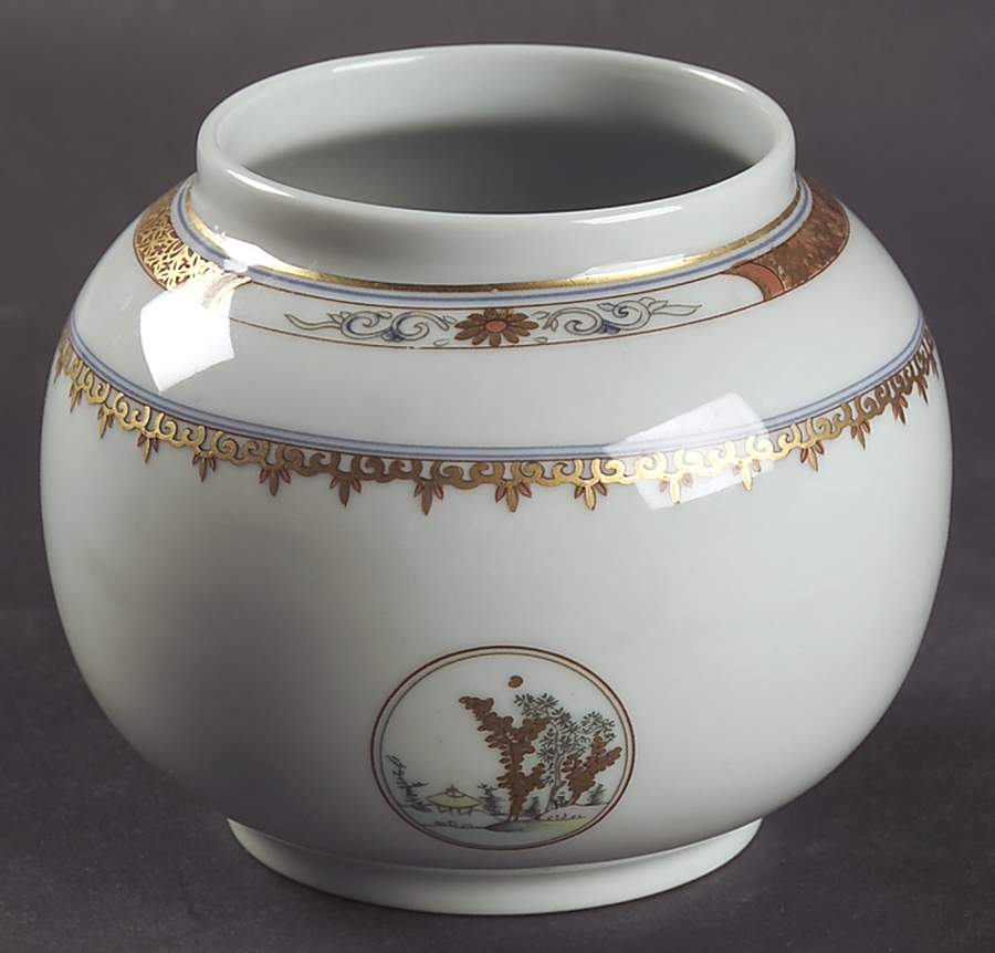 Houqua (Celadon Background) Sugar Bowl No Lid by Ceralene-1