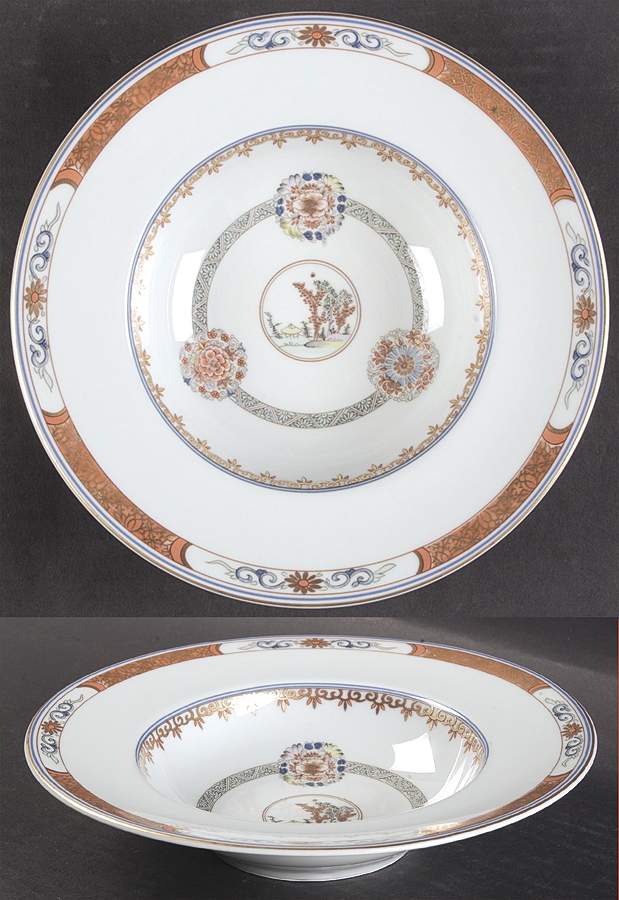 Houqua (Celadon Background) Rim Soup Bowl by Ceralene-1