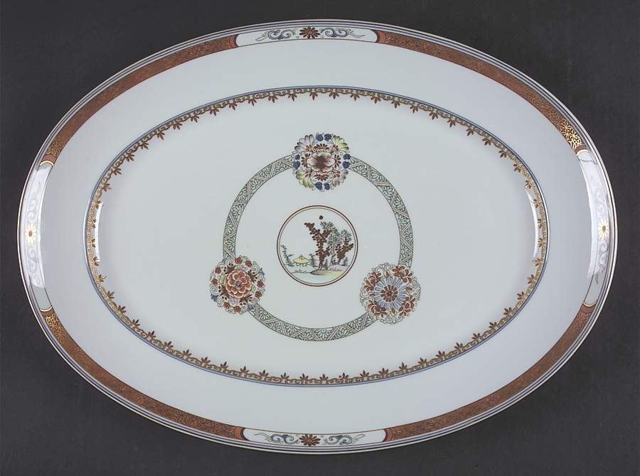 Houqua (Celadon Background) 16" Oval Serving Platter by Ceralene-1