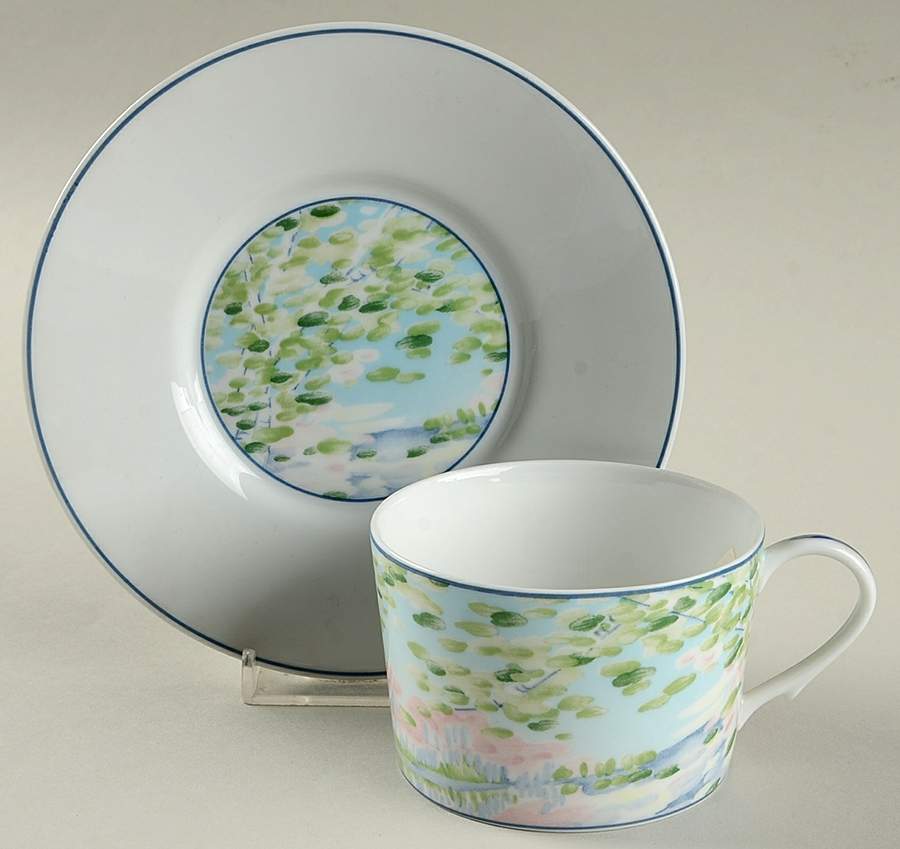 Impressions Flat Cup & Saucer Set by Ceralene-1