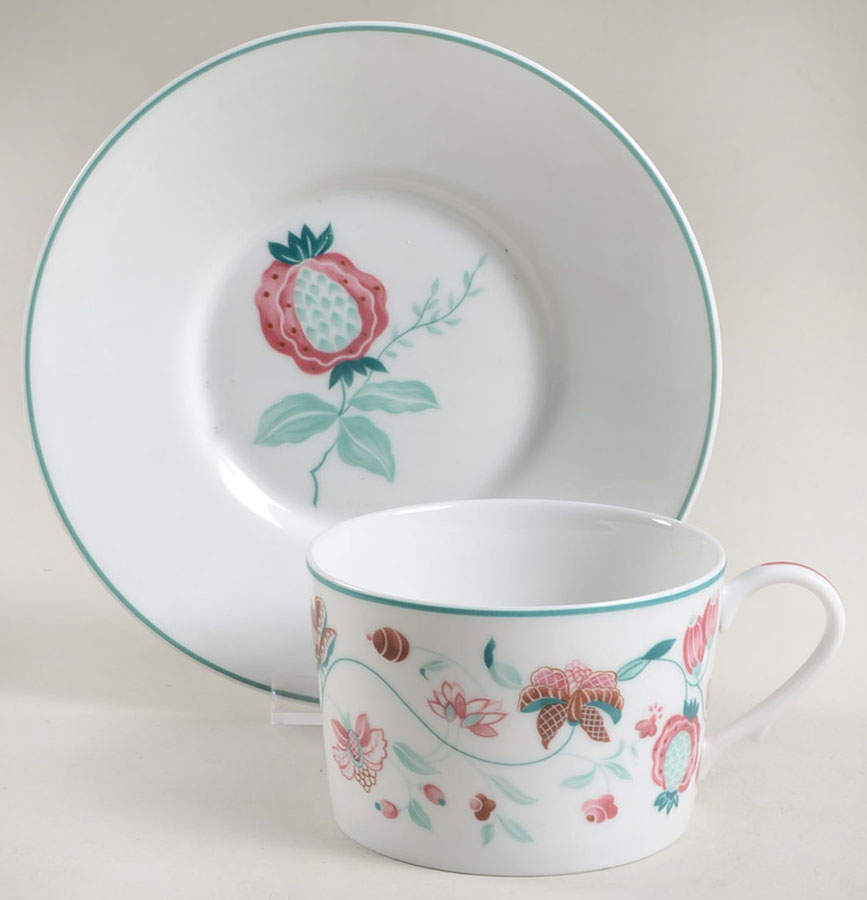 Indienne Flat Cup & Saucer Set by Ceralene-1
