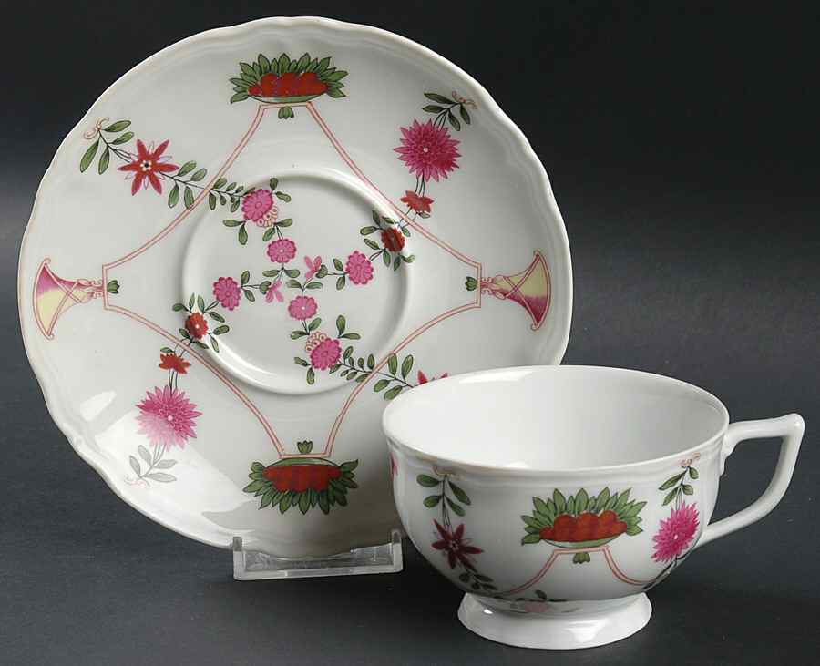 Indian Summer Footed Cup & Saucer Set by Ceralene-1