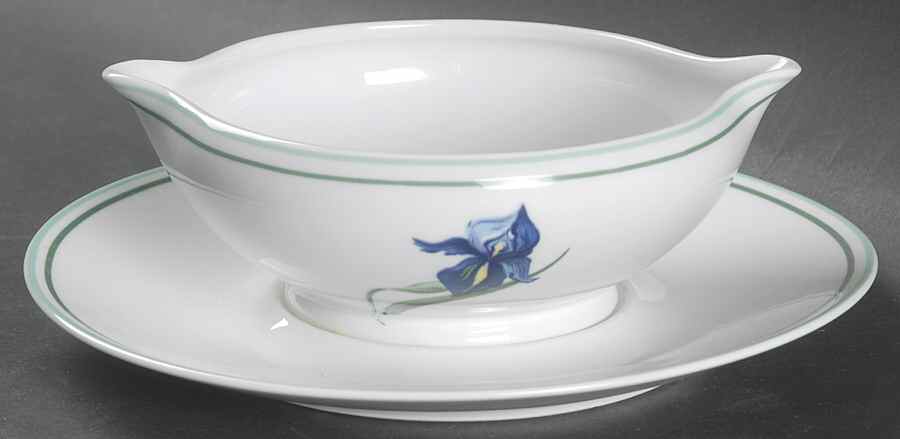 Iris Gravy Boat with Attached Underplate by Ceralene-1
