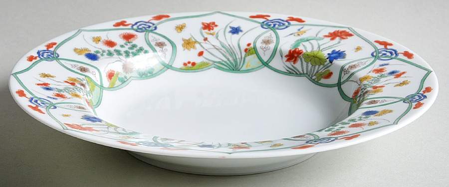 Jardin Chinois  (White Background) Large Rim Soup Bowl by Ceralene-1