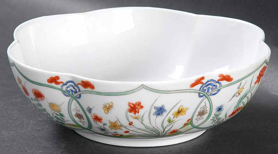 Jardin Chinois  (White Background) Large Melon Bowl by Ceralene-1