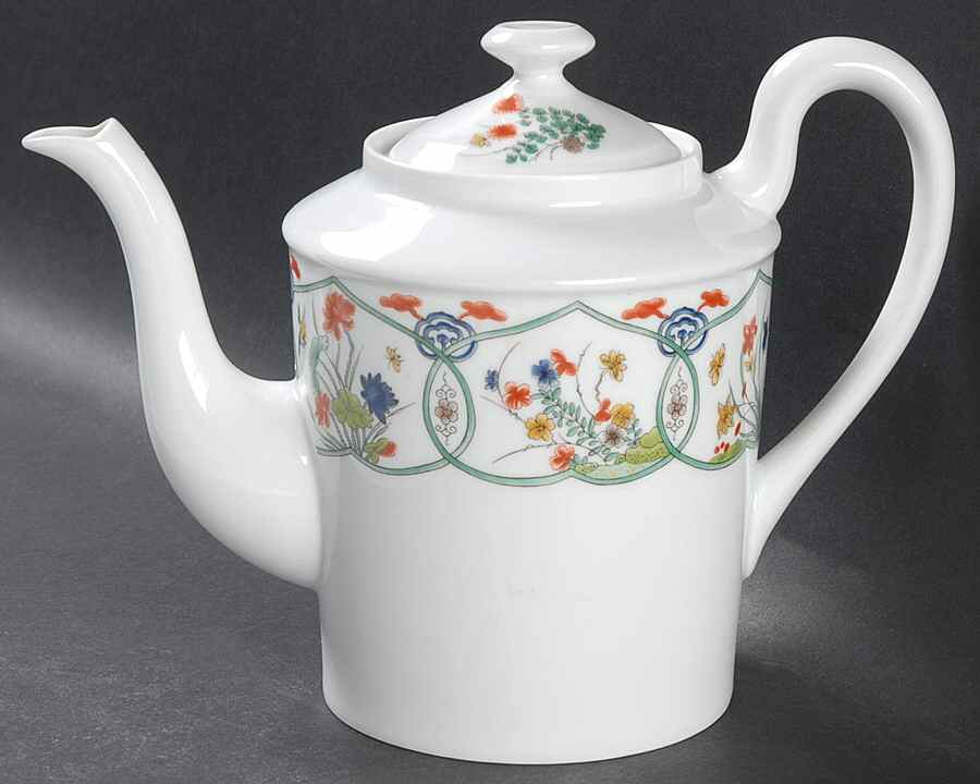 Jardin Chinois  (White Background) Coffee Pot & Lid by Ceralene-1