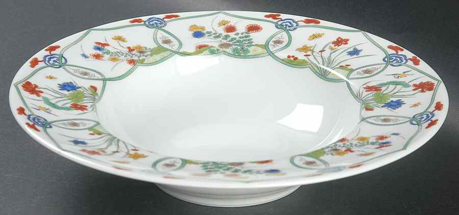 Jardin Chinois  (White Background) Rim Soup Bowl by Ceralene-1