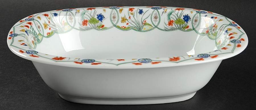 Jardin Chinois  (White Background) 9" Oval Vegetable Bowl by Ceralene-1
