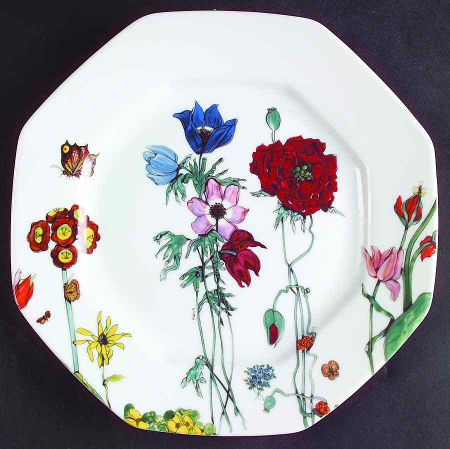 Jardin De Fleurs Octagonal Luncheon Plate by Ceralene-1