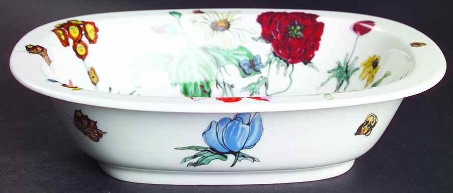 Jardin De Fleurs 9" Oval Vegetable Bowl by Ceralene-1