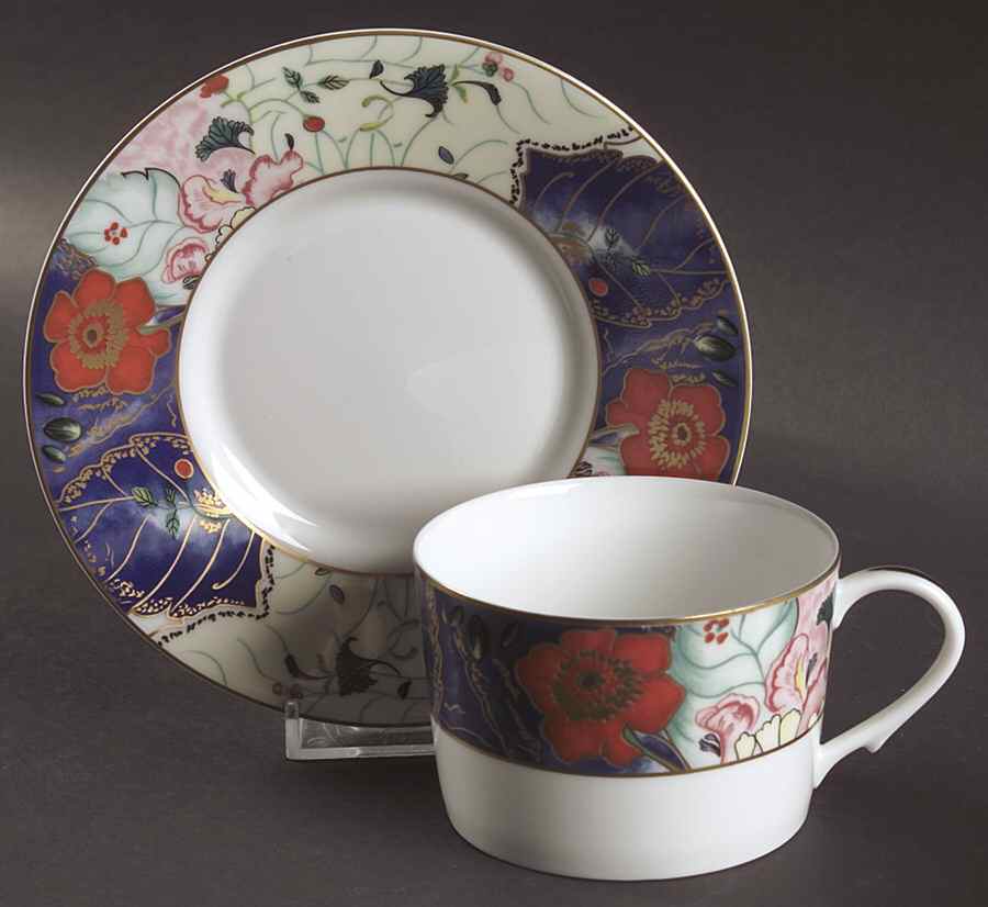Jardin De Printemps Flat Cup & Saucer Set by Ceralene-1