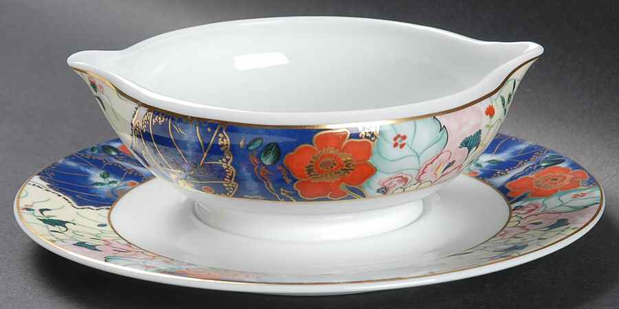 Jardin De Printemps Gravy Boat with Attached Underplate by Ceralene-1