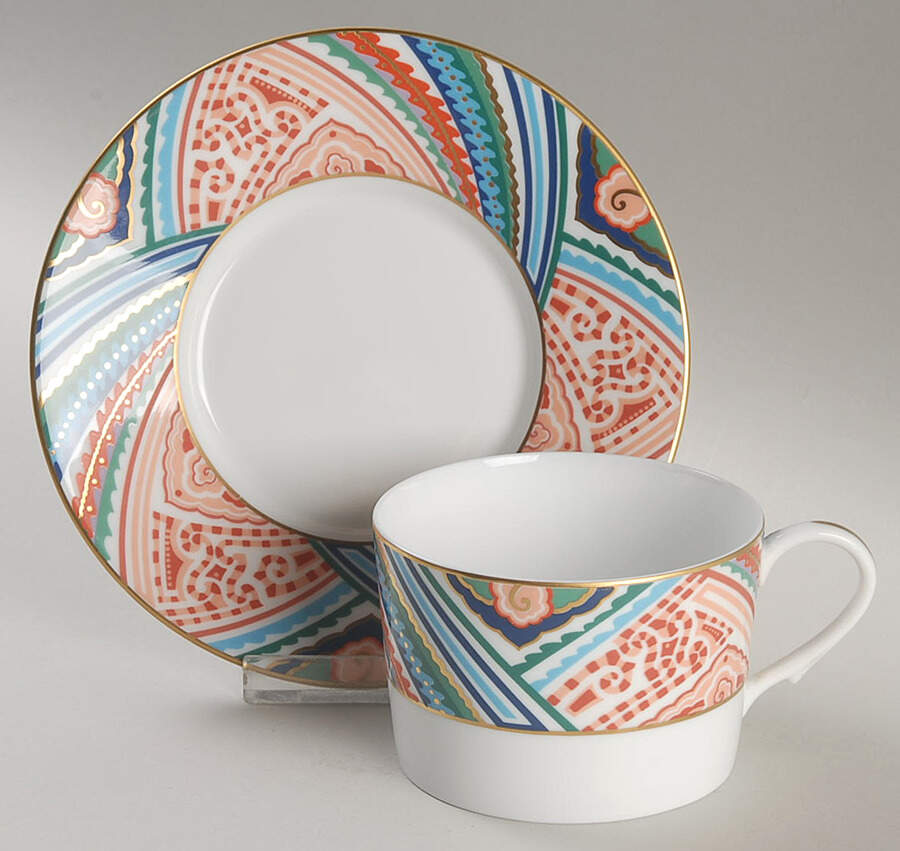 Kashmir Flat Cup & Saucer Set by Ceralene-1