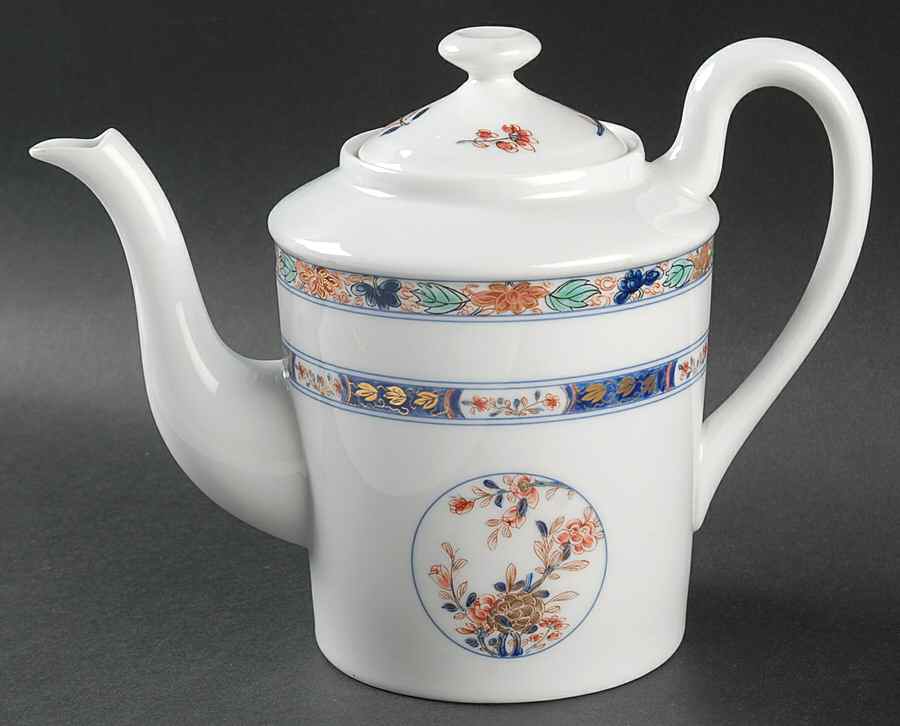 Koutani (White Background) Coffee Pot & Lid by Ceralene-1