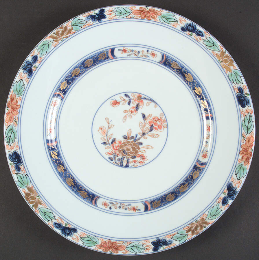 Koutani (Celadon Background) Dinner Plate by Ceralene-1