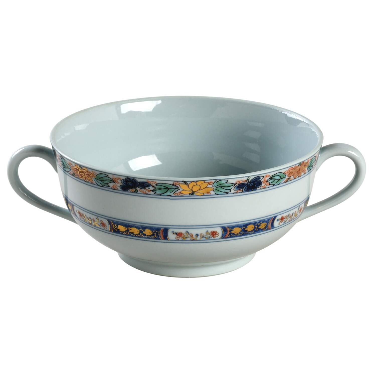 Koutani (Celadon Background) Footed Cream Soup Bowl by Ceralene-1