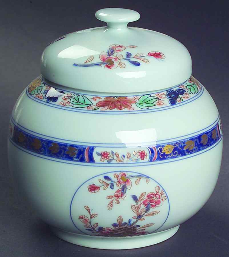 Koutani (Celadon Backgorund) Sugar Bowl & Lid by Raynaud-1