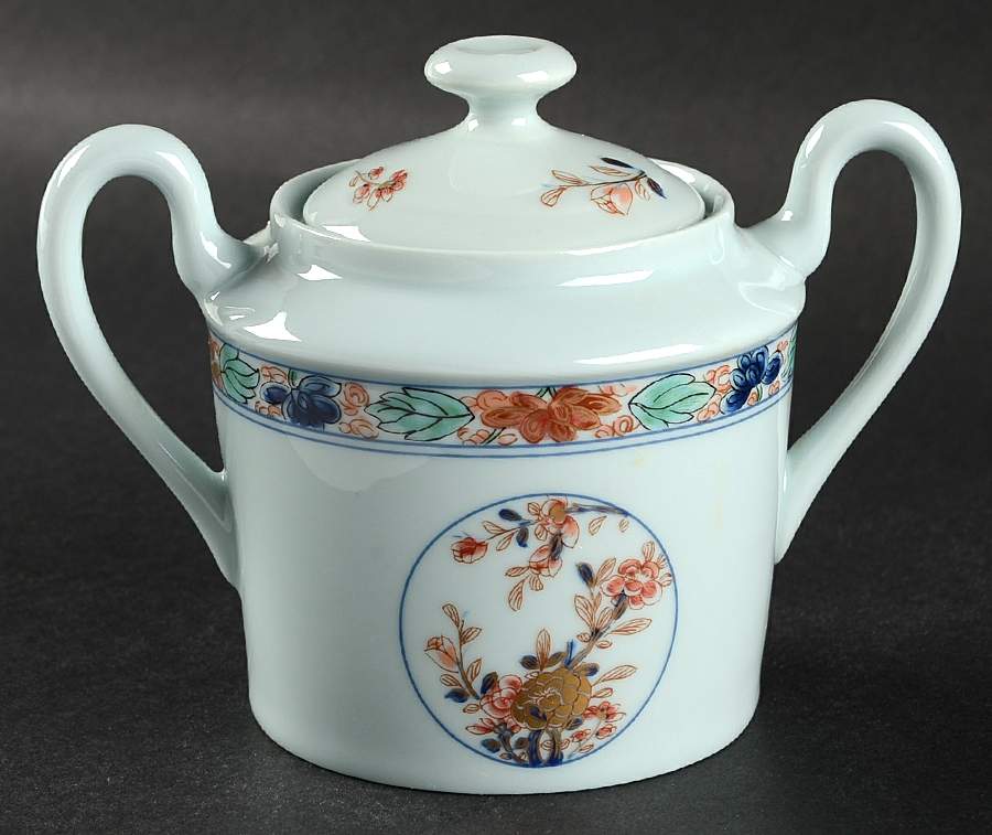 Koutani (Celadon Background) Sugar Bowl & Lid by Ceralene-1