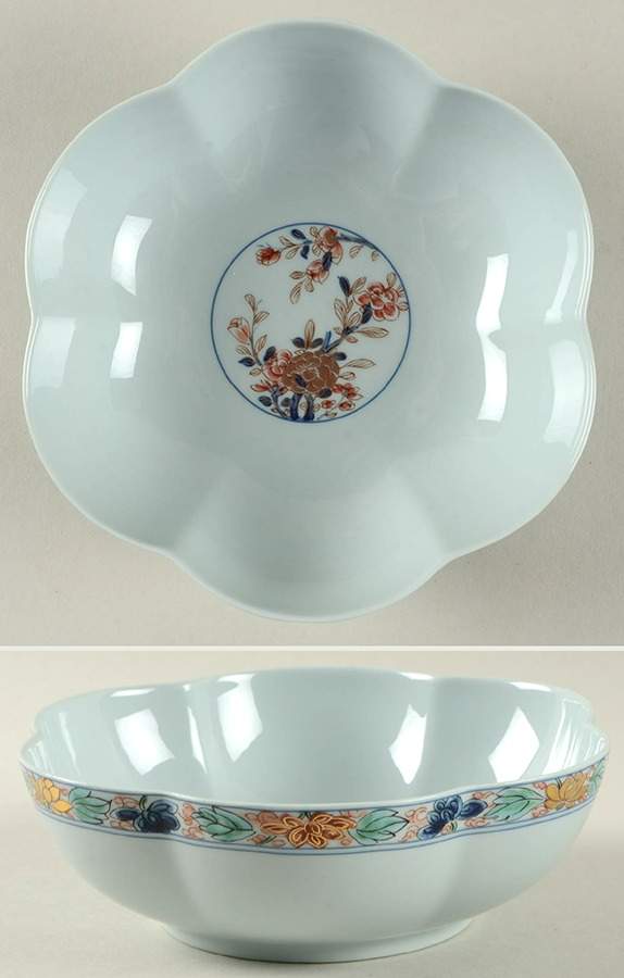Koutani (Celadon Background) Large Melon Bowl by Ceralene-1