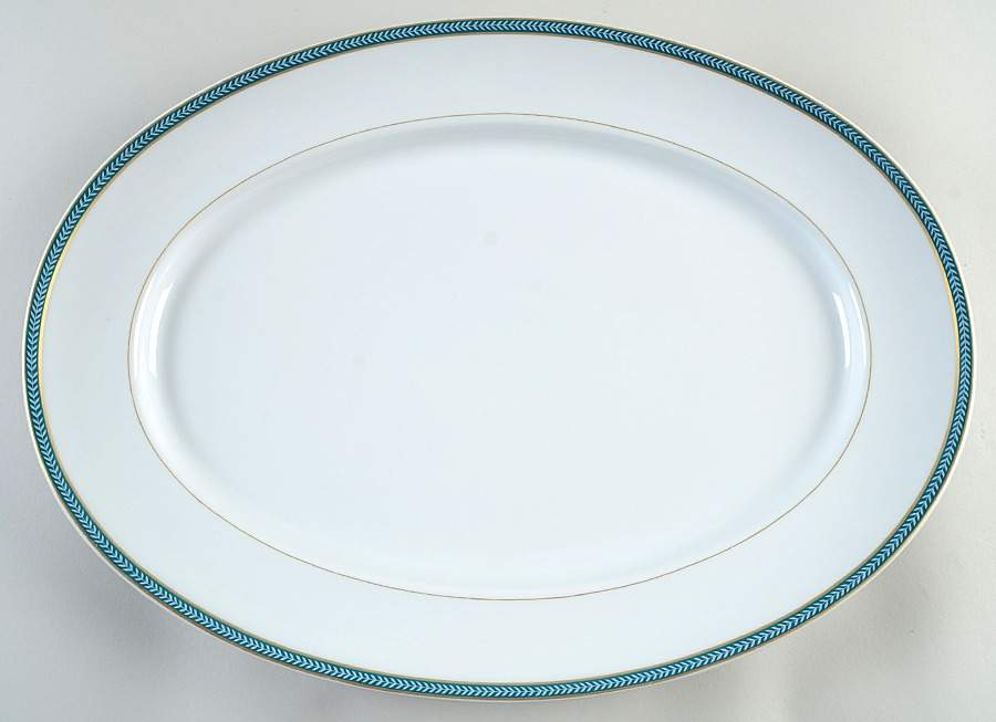 Laurier Blue 16" Oval Serving Platter by Ceralene-1