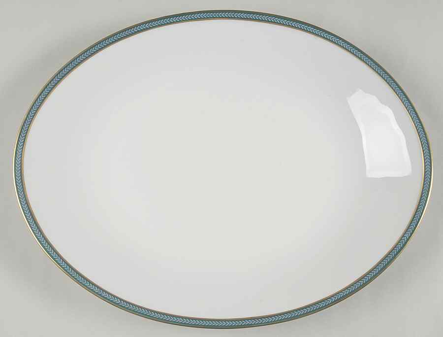 Laurier Blue 15" Oval Serving Platter by Ceralene-1