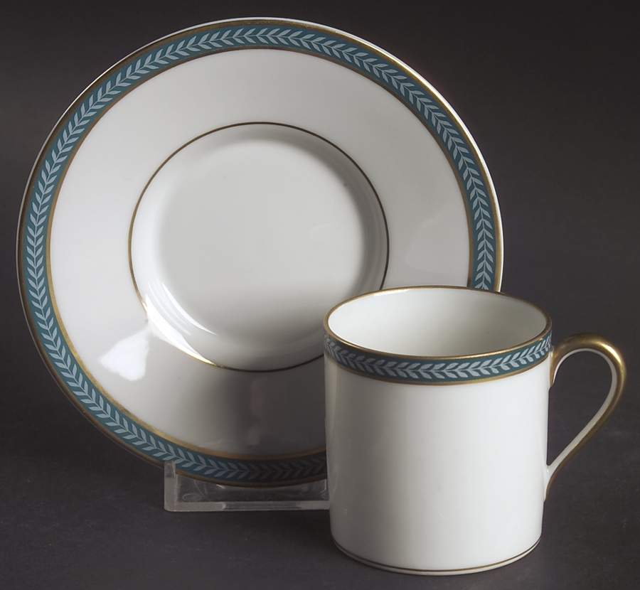 Laurier Blue Flat Demitasse Cup & Saucer Set by Ceralene-1