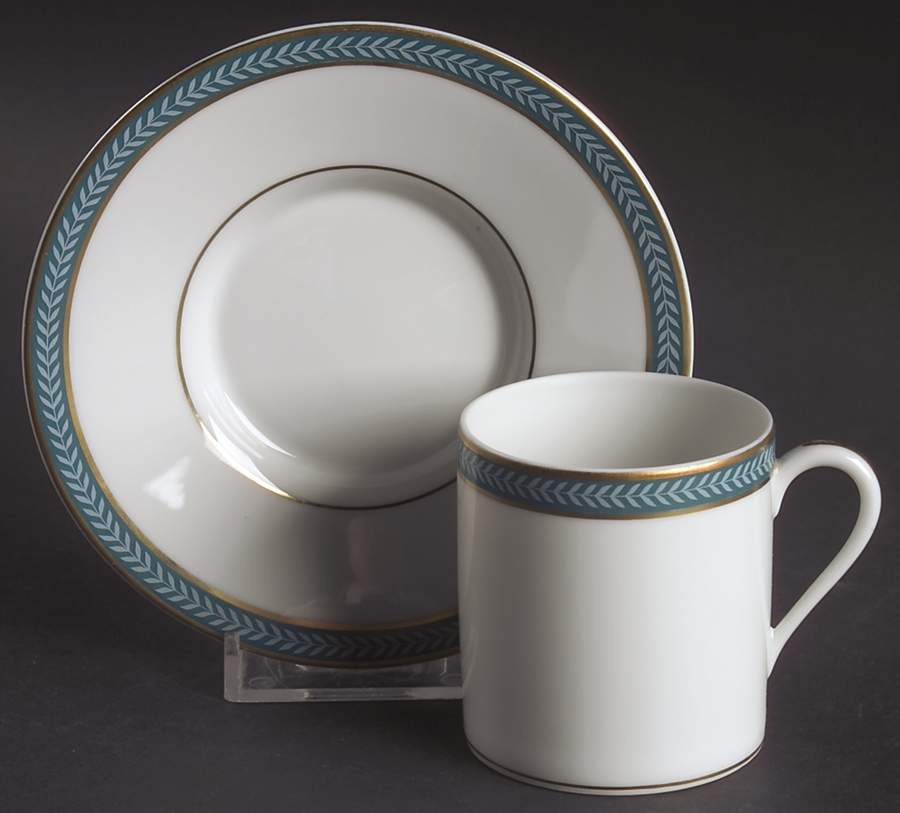 Laurier Blue Flat Demitasse Cup & Saucer Set by Ceralene-1