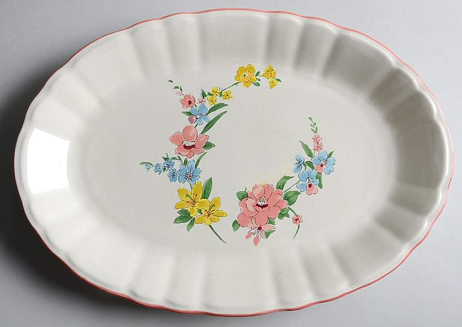 Laurier Yellow 12" Oval Serving Platter by Ceralene-1