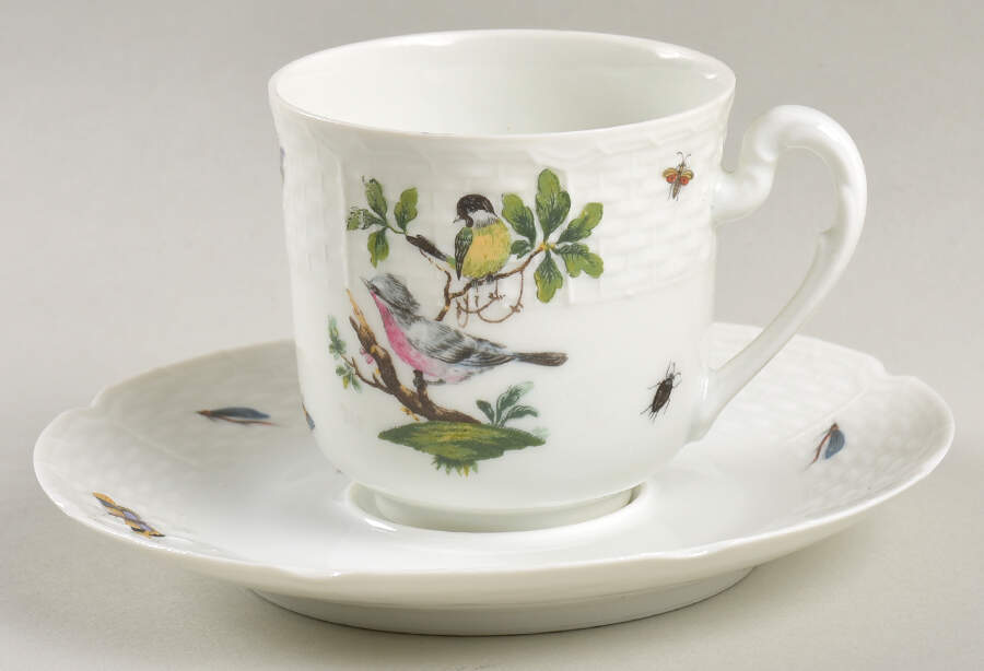Les Oiseaux Flat Demitasse Cup & Saucer Set by Ceralene-1