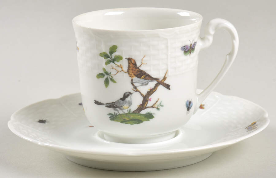 Les Oiseaux Flat Demitasse Cup & Saucer Set by Ceralene-1