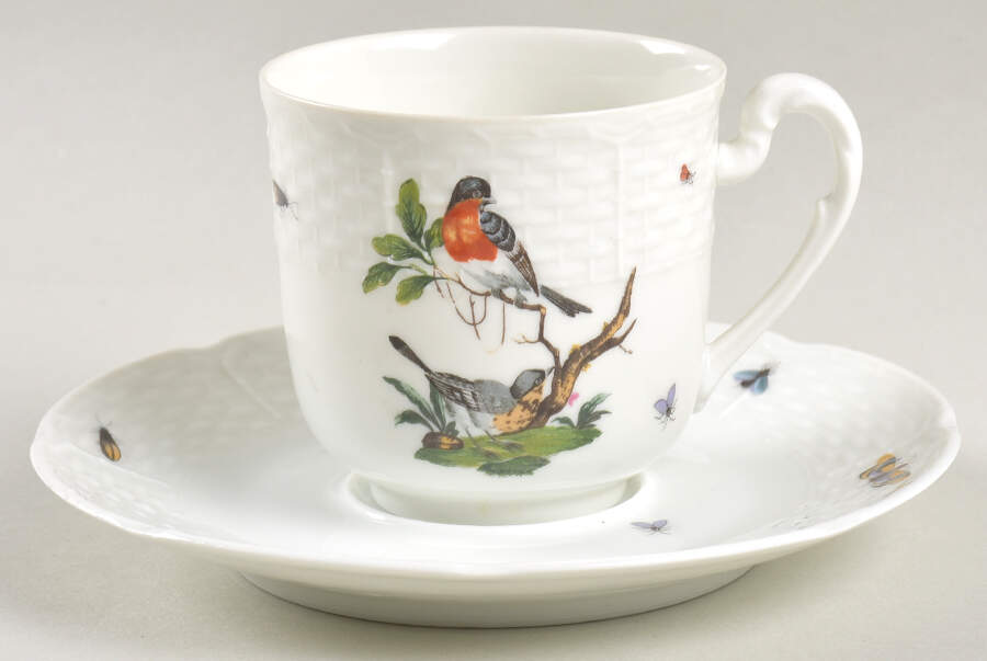 Les Oiseaux Flat Demitasse Cup & Saucer Set by Ceralene-1