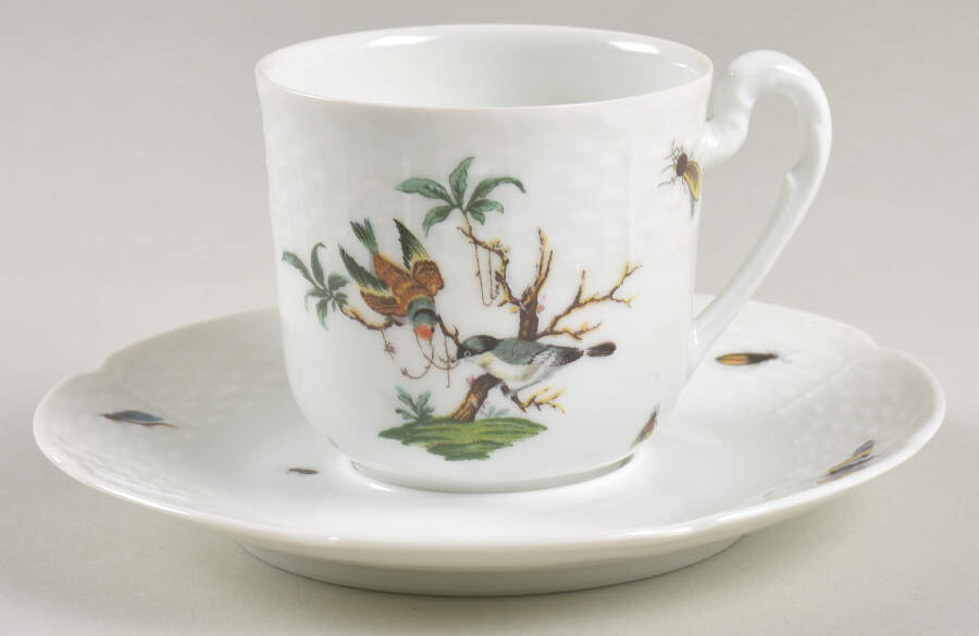 Les Oiseaux Flat Demitasse Cup & Saucer Set by Ceralene-1
