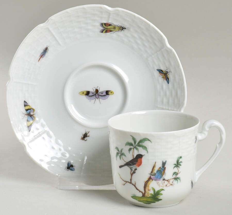 Les Oiseaux Flat Demitasse Cup & Saucer Set by Ceralene-1