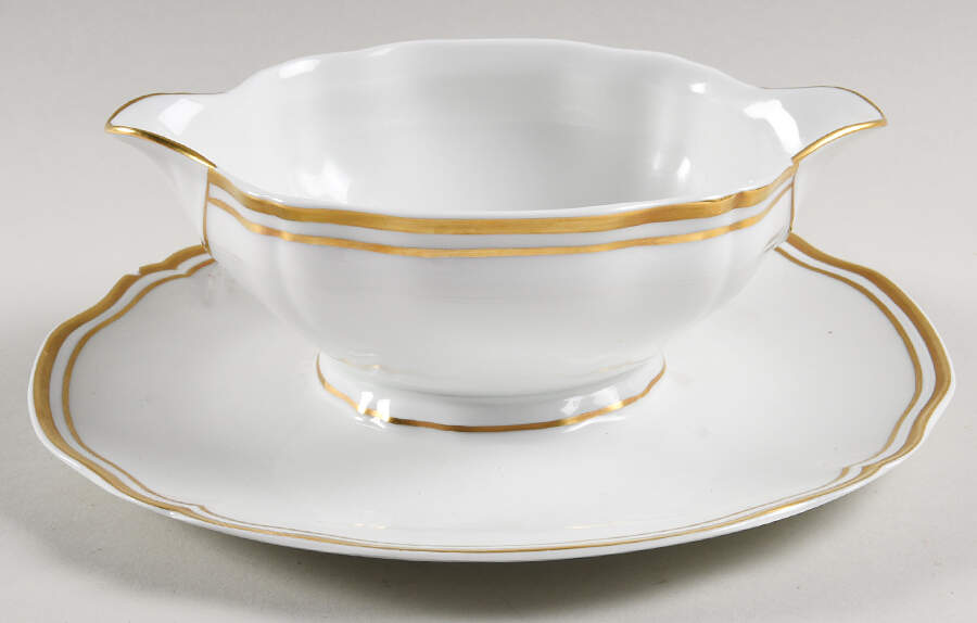 Louis XV Gold Gravy Boat with Attached Underplate by Ceralene-1