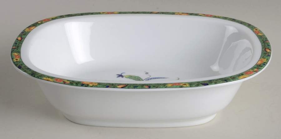 Louviers (White Background) 9" Oval Vegetable Bowl by Ceralene-1