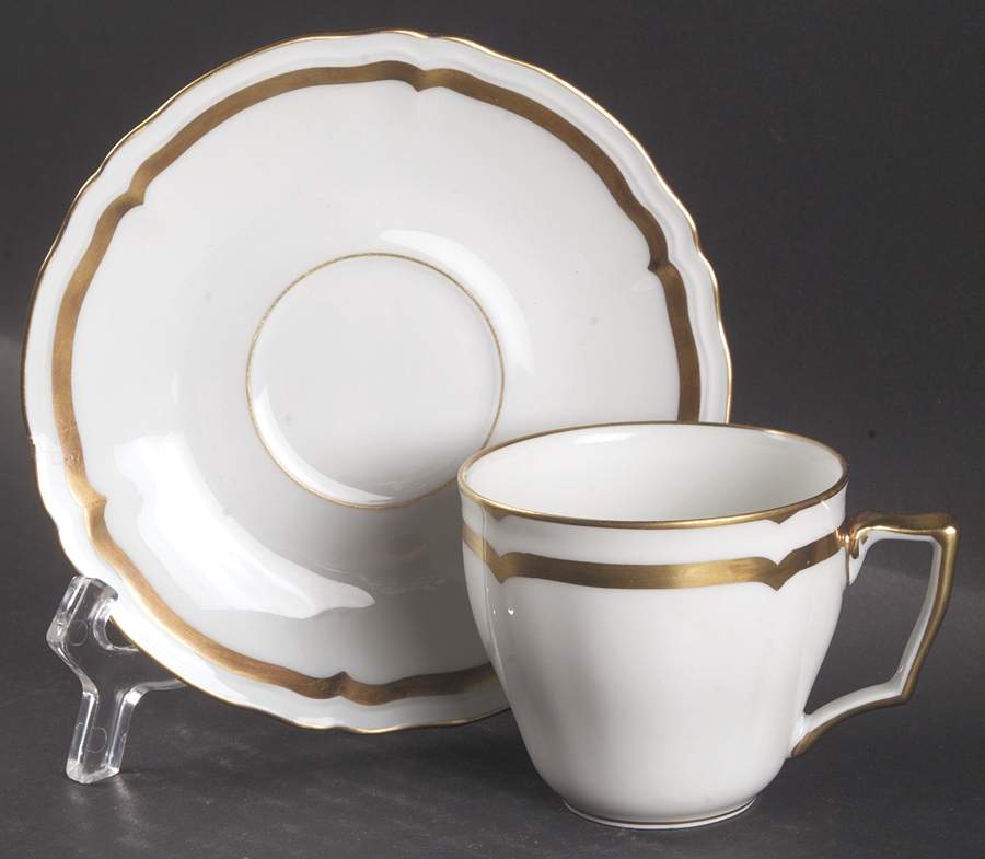 Marie Antoinette (Gold) Flat Demitasse Cup & Saucer Set by Ceralene-1