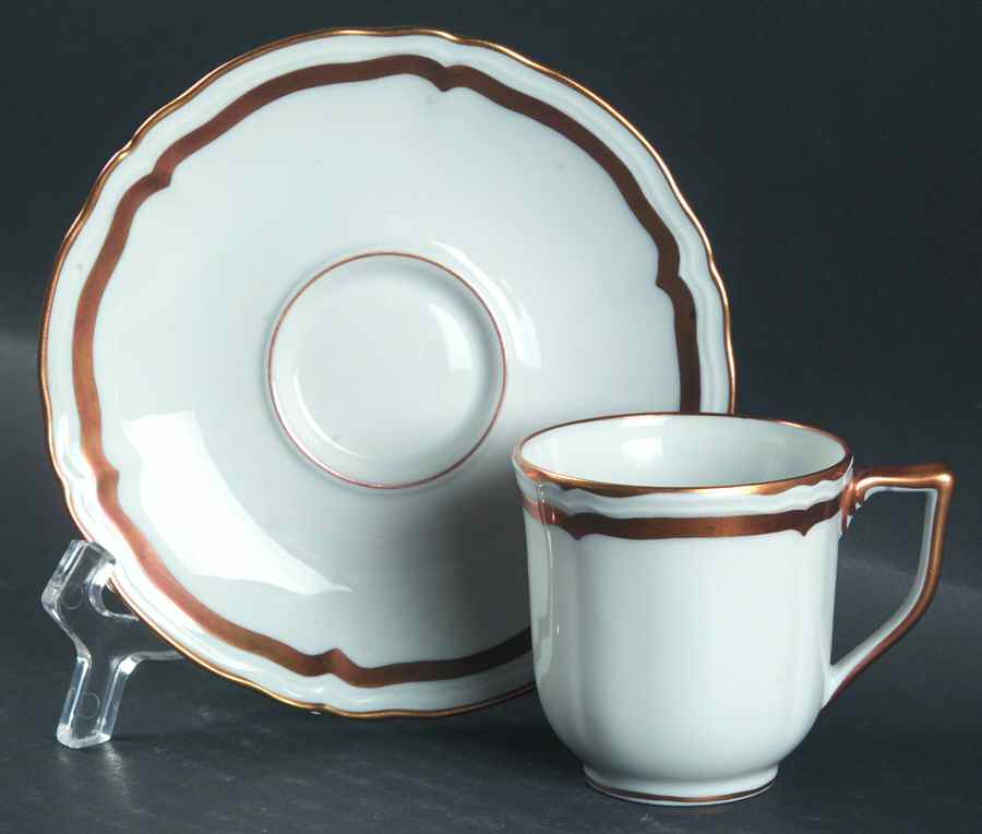 Marie Antoinette (Gold) Flat Demitasse Cup & Saucer Set by Ceralene-1