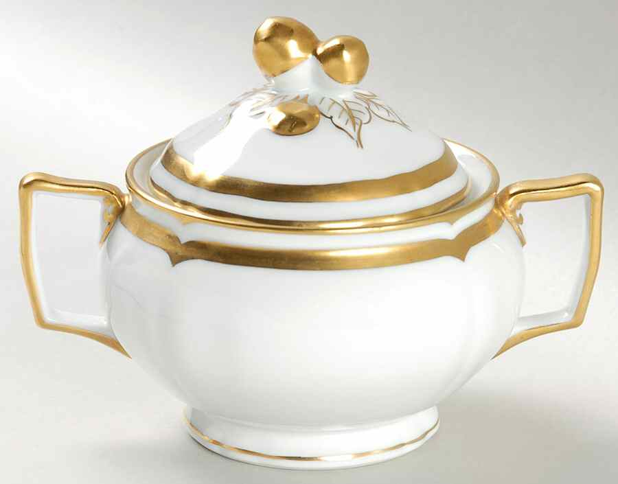 Marie Antoinette (Gold) Sugar Bowl & Lid by Ceralene-1