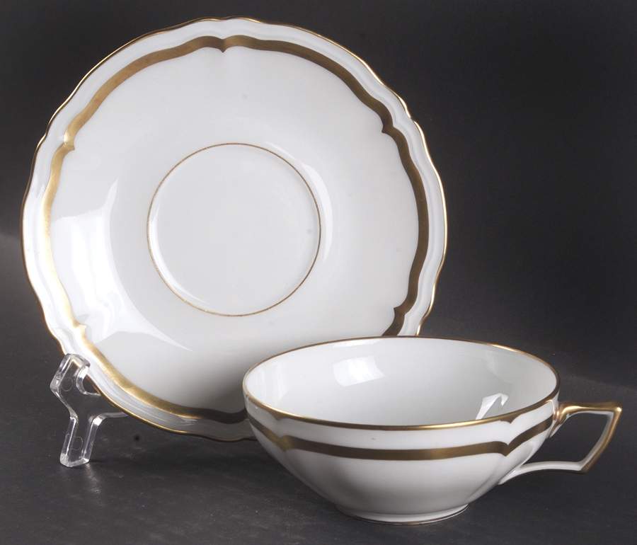 Marie Antoinette (Gold) Flat Cup & Saucer Set by Ceralene-1