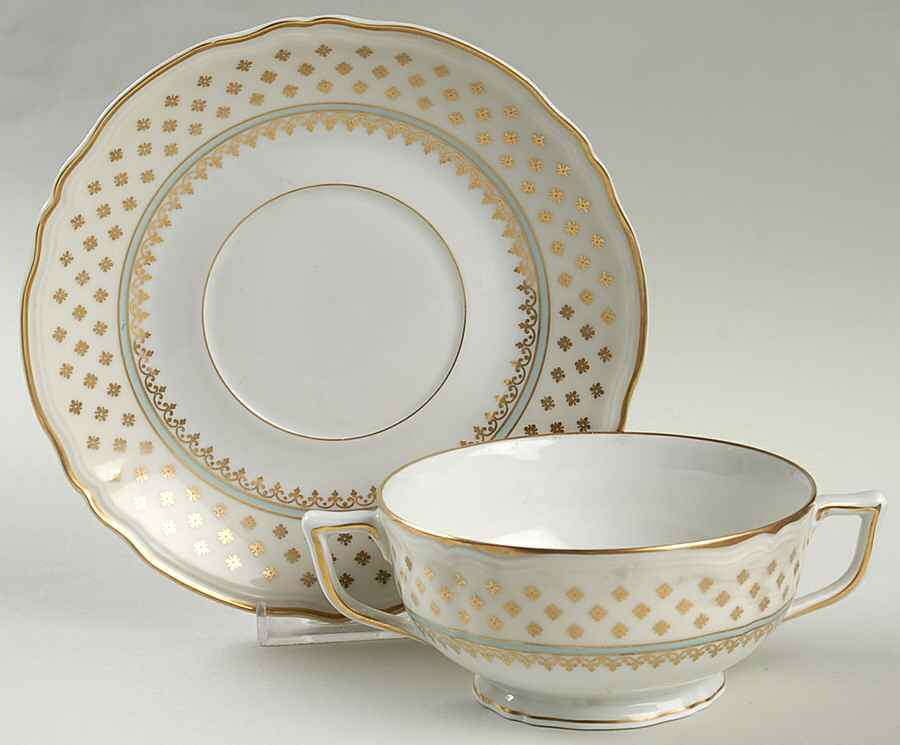 Malmaison Ivory Footed Cream Soup Bowl & Saucer Set by Ceralene-1