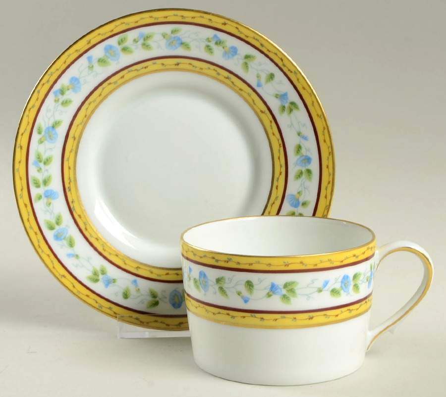 Morning Glory Ring Flat Cup & Saucer Set by Ceralene-1