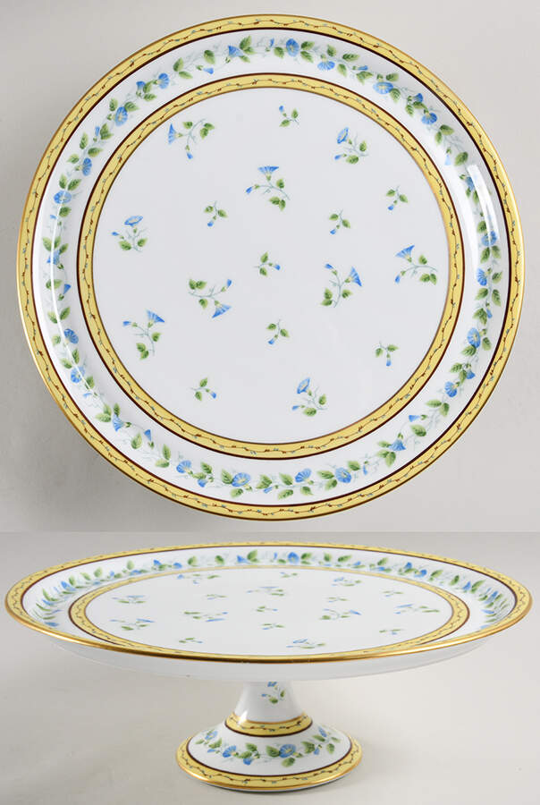 Morning Glory Spray 12" Diameter Pedestal Cake Stand by Ceralene-1