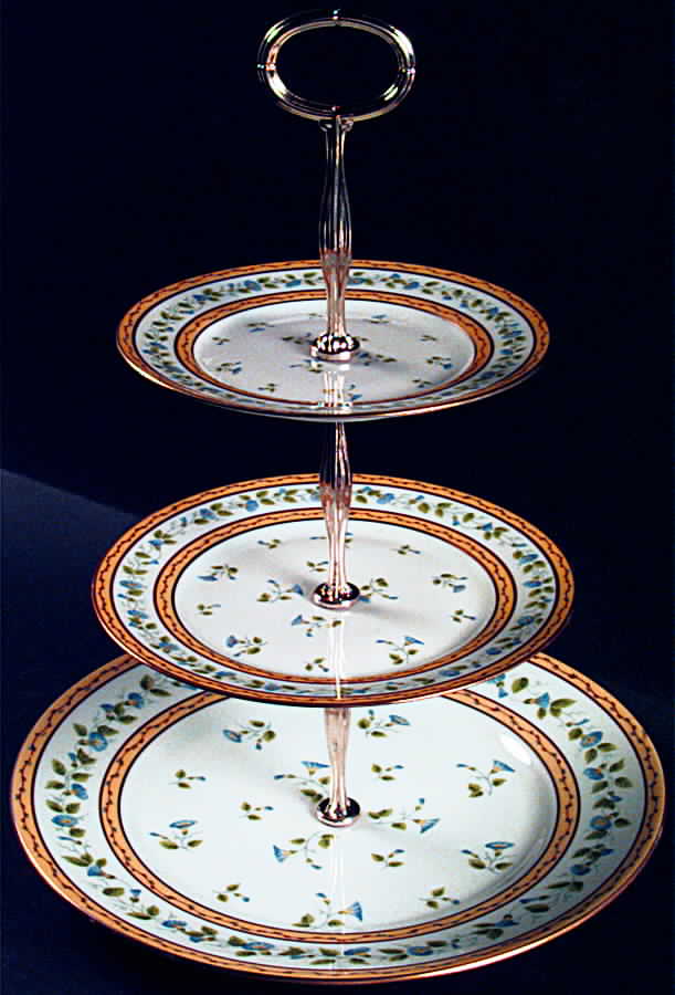 Morning Glory Spray 13 7/8"-14 1/4" 3-Tiered Serving Tray(DP,SP,BB) HC by Ceralene-1