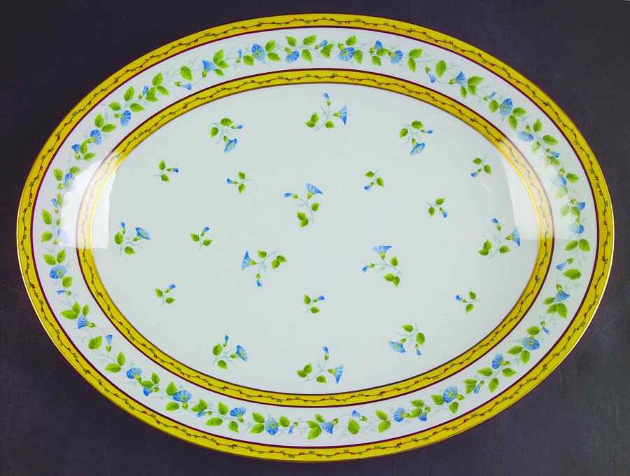 Morning Glory Spray 15" Oval Serving Platter by Ceralene-1