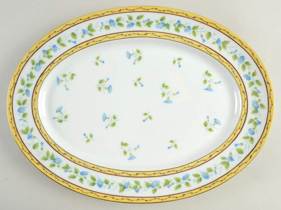 Morning Glory Spray 14" Oval Serving Platter by Ceralene-1