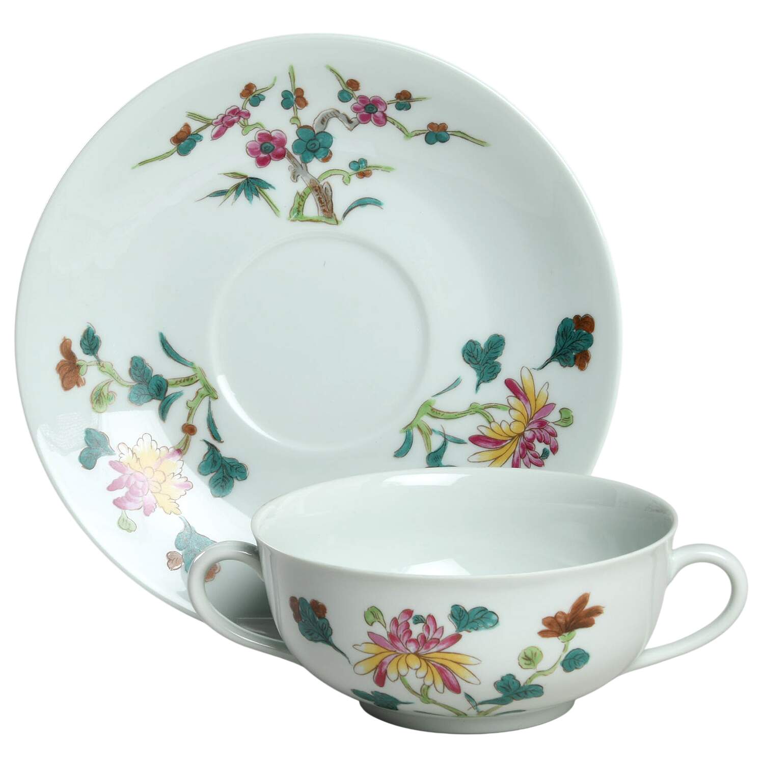Nymphea Flat Cream Soup Bowl & Saucer Set by Ceralene-1