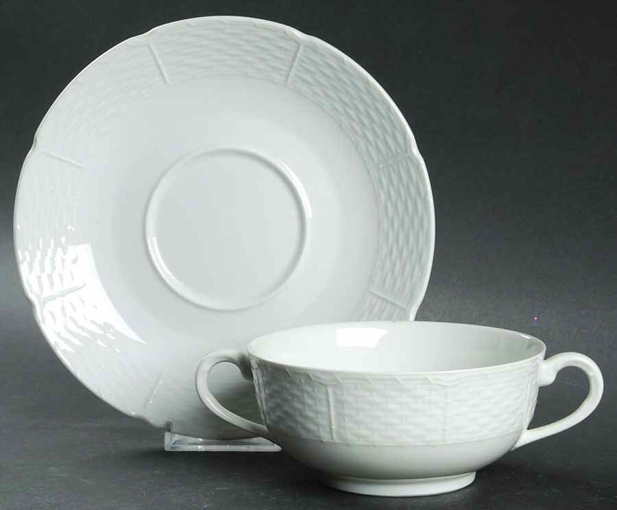 Osier Footed Cream Soup Bowl & Saucer Set by Ceralene-1