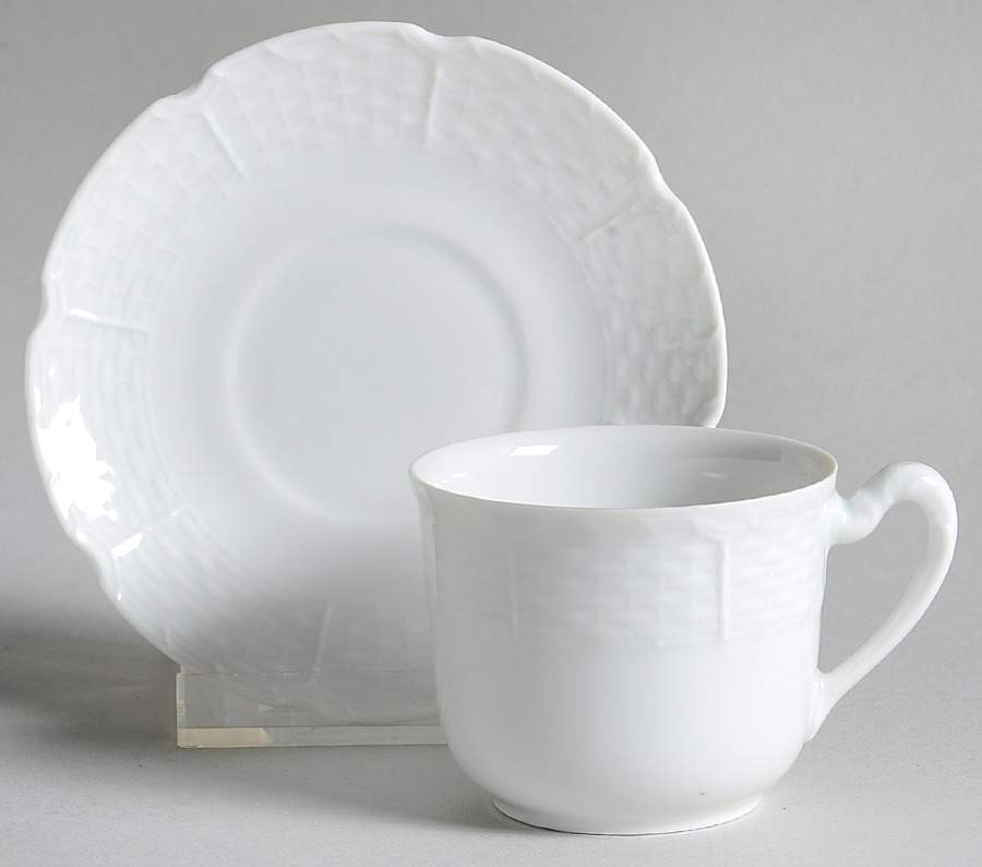 Osier Flat Demitasse Cup & Saucer Set by Ceralene-1