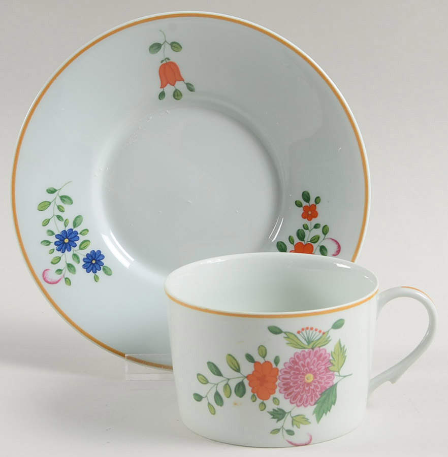 Panier Chinois Celadon Flat Cup & Saucer Set by Ceralene-1